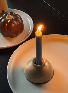 收集时光 温柔暖色系 陶瓷深棕小南瓜家居摆件 暖米色系列烛台