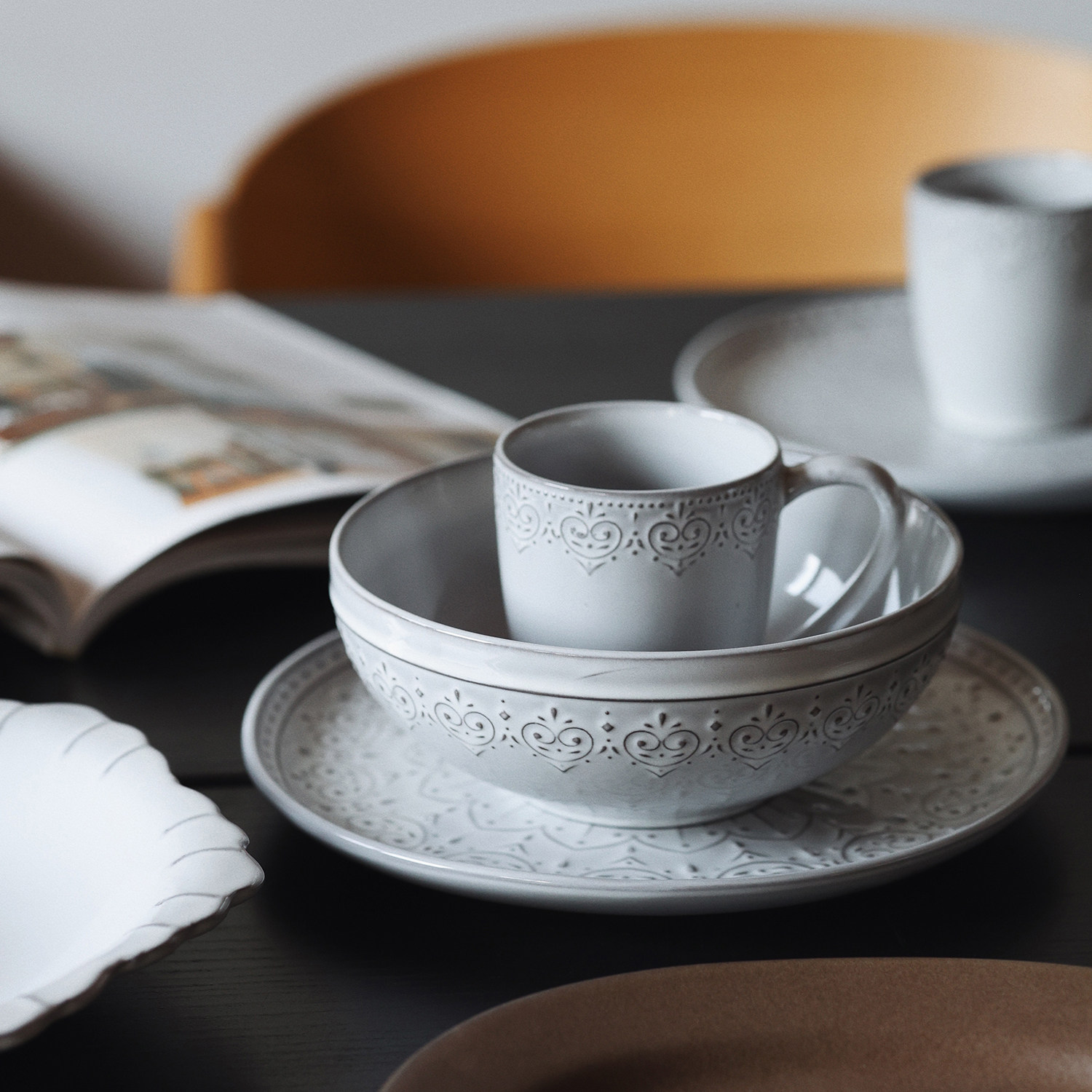 收集时光 罗马假日 高温灰陶浮雕系列 甜品小平盘 沙拉碗 马克杯,餐饮具,盘,淘宝优惠券,粉丝福利购,淘宝优惠卷