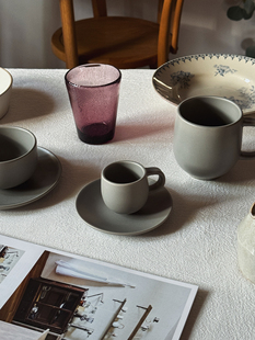 收集时光 淡墨青烟 手感棒 雾面灰系列咖啡杯碟 卡布奇诺拿铁杯碟