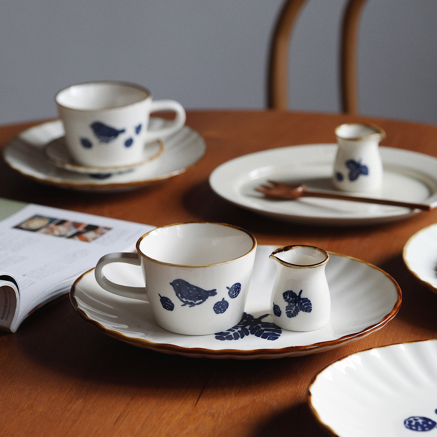 Camussay山雀莓子系列手绘蓝印