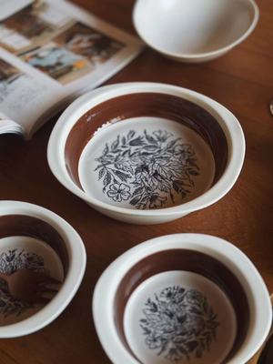 Camussay棕木槿双耳碗可盘可碗