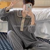 可外穿 双面德绒家居服套装 甜美可爱蕾丝边睡衣女春秋季 2025新款