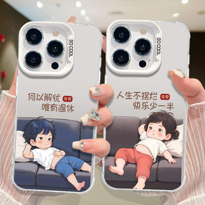 小众情侣用一对新款适用苹果小米15手机壳华为mate70大孔红米K90OPPOA5pro高级感VIVOX200苹果一加1