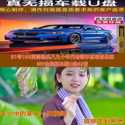 B1号16G高清经典八九十年代老歌手原唱音乐配MV全视频车载U盘63首