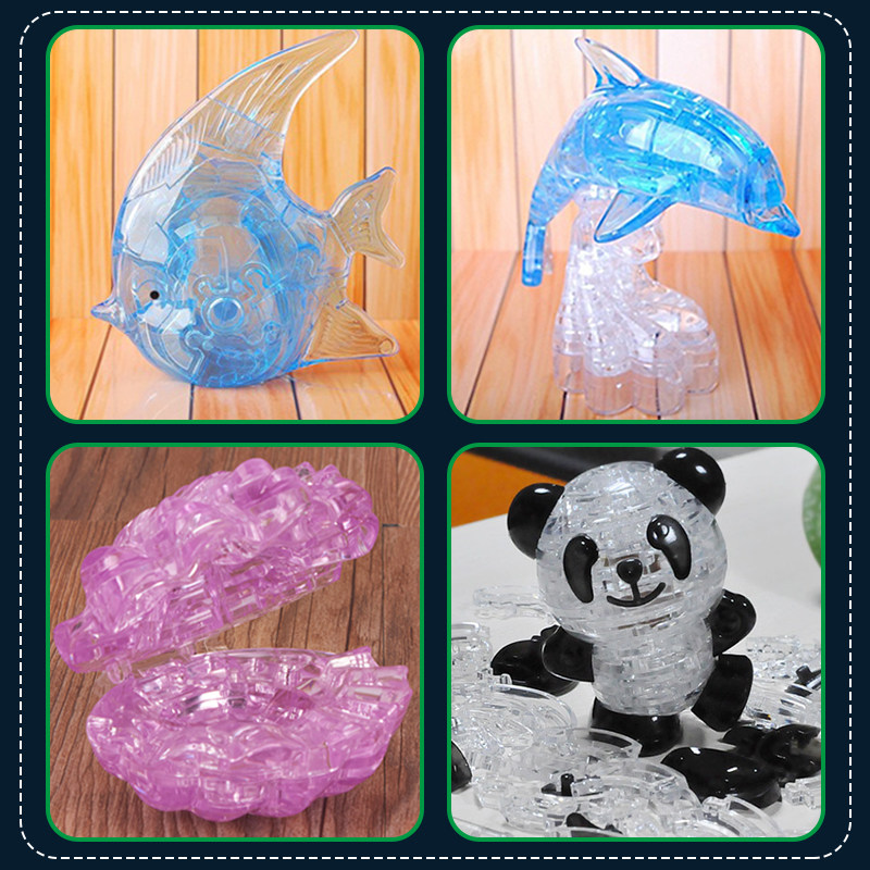 diy水晶立体闪光立体拼图积木趣味玩具儿童装饰摆设礼品苹果玫瑰