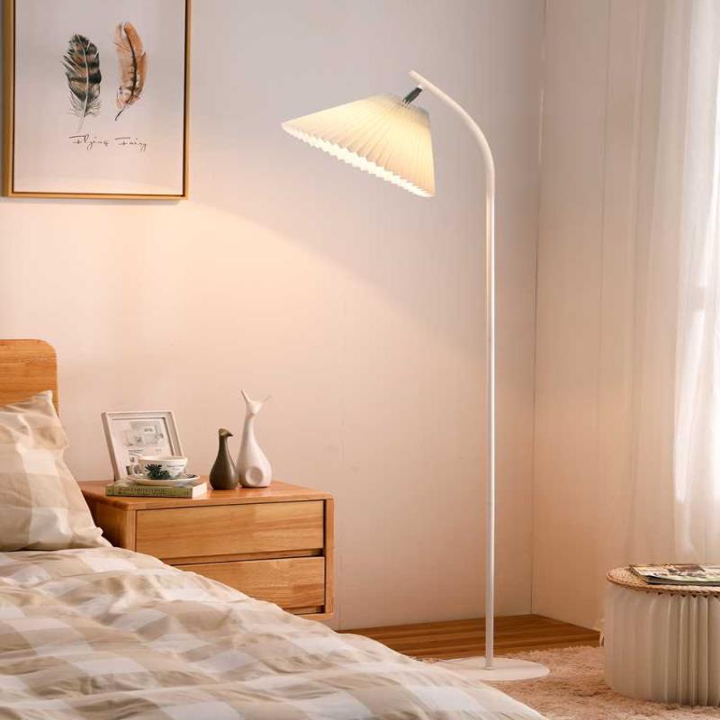 百褶落地灯简约客厅沙发旁北欧书房卧室床头灯氛围灯落地台灯
