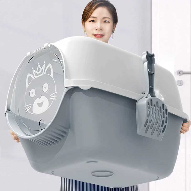 猫砂盆超大号全封闭式猫窝防漏猫砂盆带盖防臭耐用防带砂宠物对联