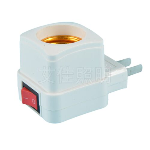 e27螺口灯座带插头带开关带线LED灯泡超亮壁插灯头罗口家用