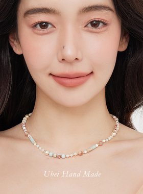 天然石彩色小众设计锁骨链多巴胺