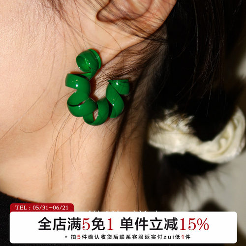 有北欧美夸张电话线耳环ins