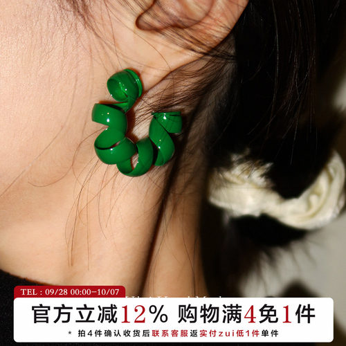 有北欧美夸张电话线耳环ins