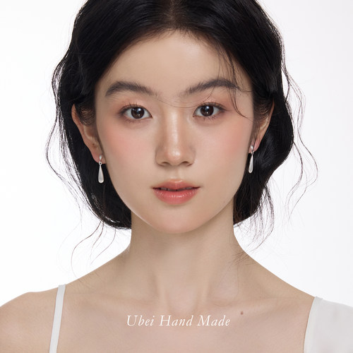 拉丝银磨砂水滴耳坠女