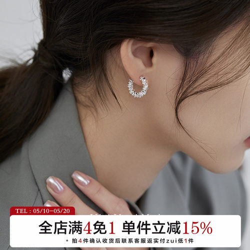 圆圈耳环小众设计师碎银子冷淡风