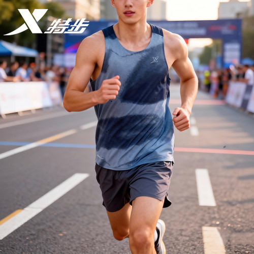 特步专业跑步背心男款抗菌运动服