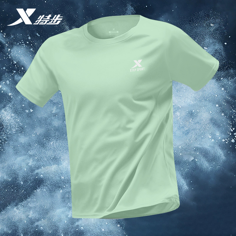 特步薄荷曼波短袖t恤男夏季新款圆领透气健身速干正品运动跑步服