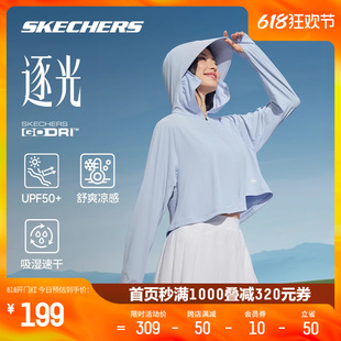 Skechers斯凯奇防晒衣女2024年春宽帽檐速干凉感薄荷曼波运动外套