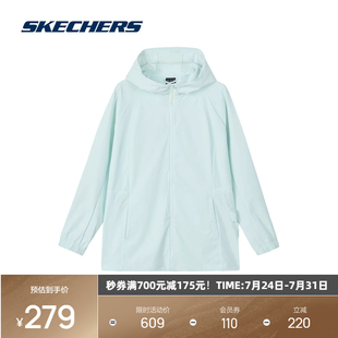 斯凯奇夏季 运动上衣 新款 户外系列女子梭织连帽外套柔软舒适时尚