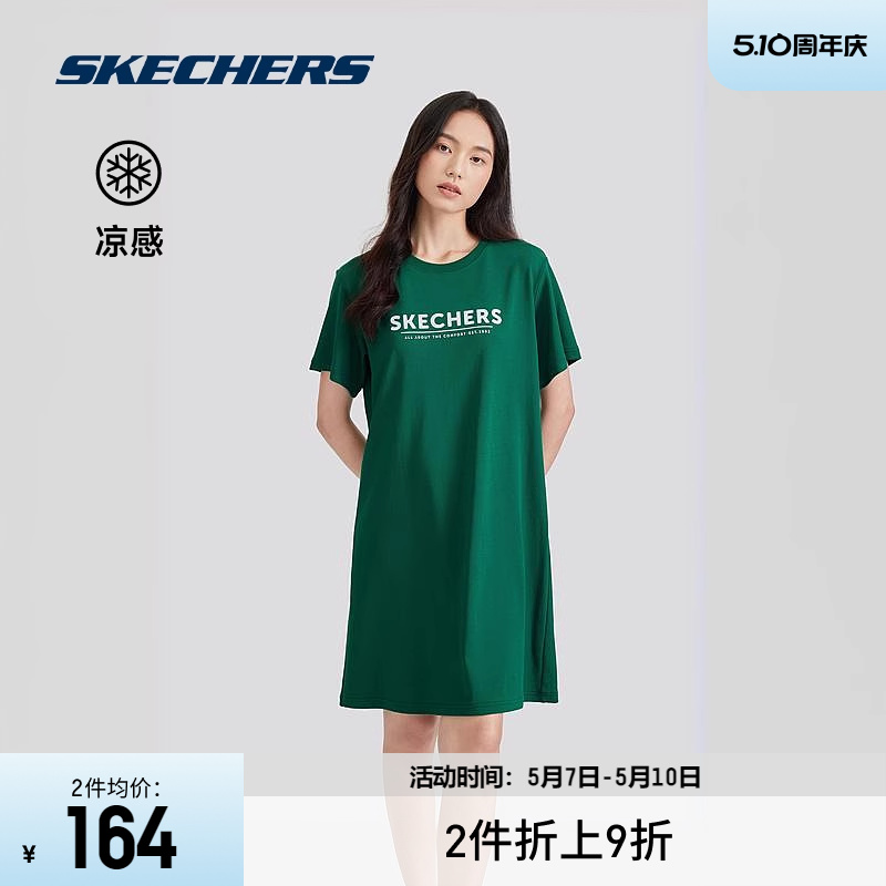 Skechers斯凯奇2024新款女运动连衣裙短袖凉感舒适H版型时尚百搭 运动服/休闲服装 运动连衣裙 原图主图