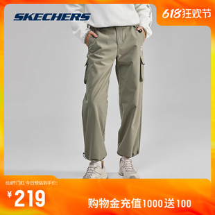 Skechers斯凯奇春夏新款女子梭织户外抽绳长裤保暖防泼水时尚百搭