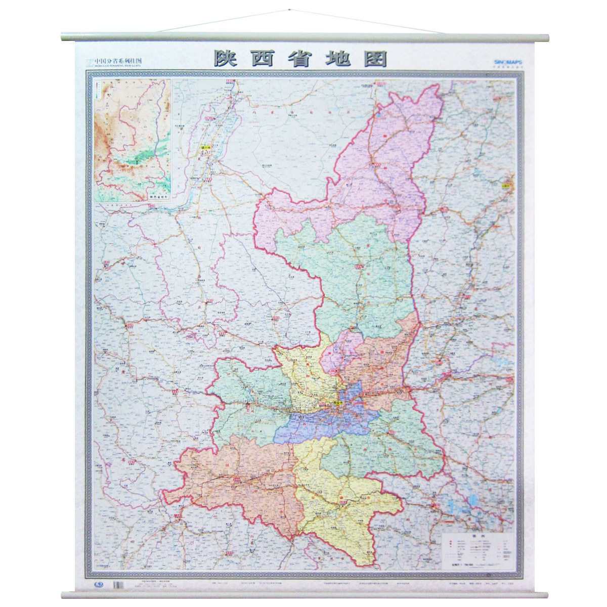 陕西省地图(竖版 盒装)