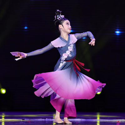 桃花笺演出服女童古典舞蹈练功