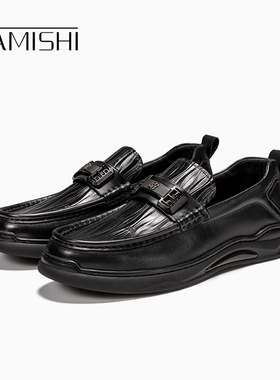 MT-8885韩版真皮豆豆鞋男士一脚蹬商务正装鞋牛皮新郎婚鞋乐福鞋