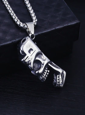 欧美个性骷髅打火机钛钢不锈钢男项链夜店吊坠
