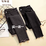 Mùa xuân mới 2019 size lớn cho nữ quần đùi nữ dày 200 pounds chị béo chân quần jeans nữ - Quần jean