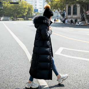 2024年冬季新款白鸭绒长款羽绒服女过膝加厚黑色百搭超长到脚踝爆