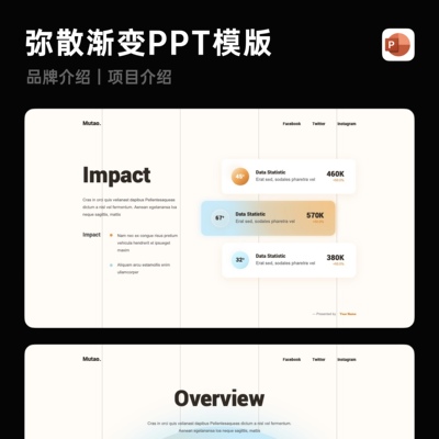 弥散渐变 大气简约 职场文档演示设计师晋升述职汇报PPT模版 25页
