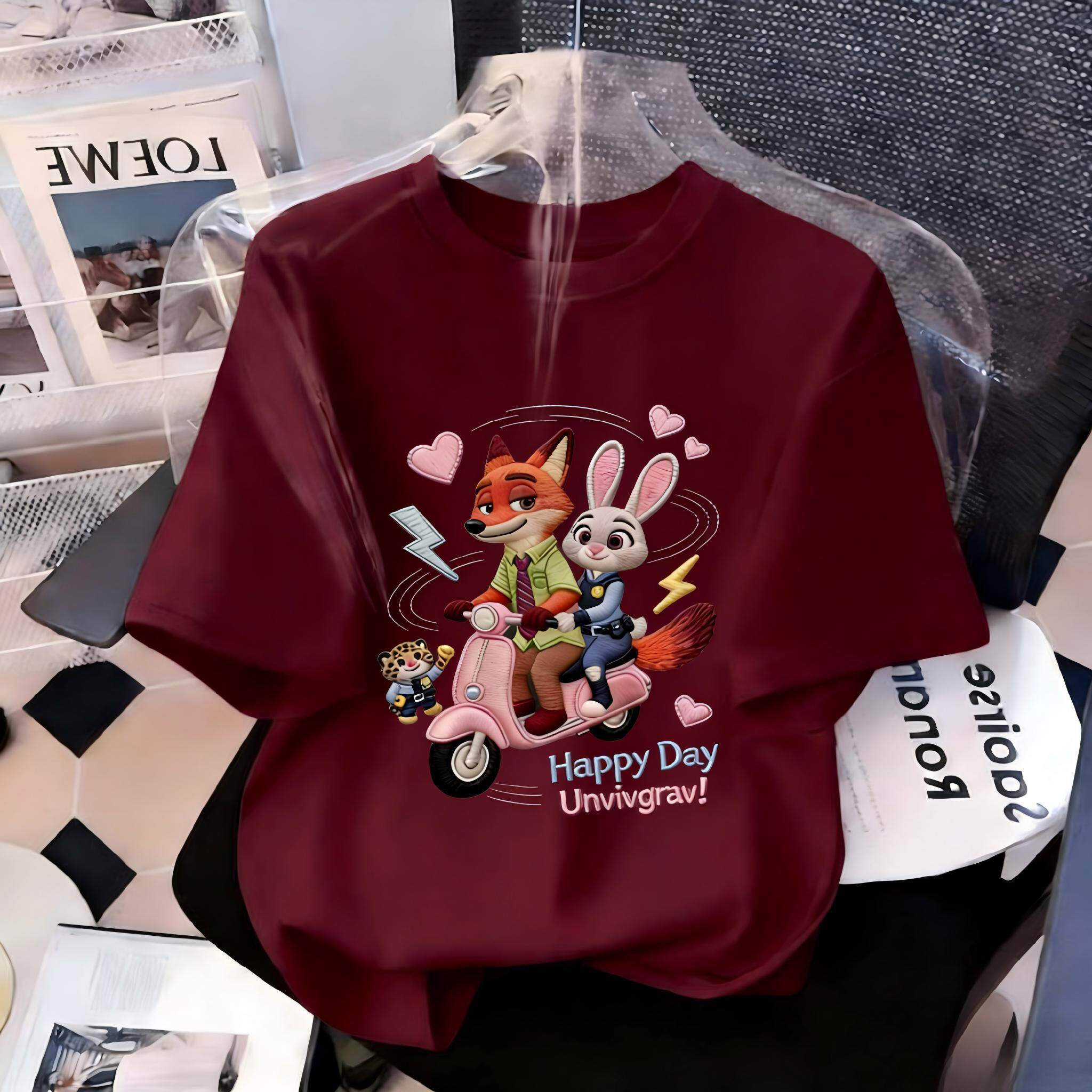 美式纯棉短袖T恤女卡通仿刺绣印花设计感休闲宽松夏季百搭上衣潮