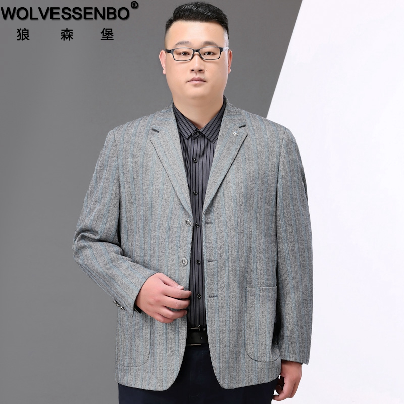 春秋中年爸爸装西服男士加肥加大码西装胖子商务休闲宽松单西外套