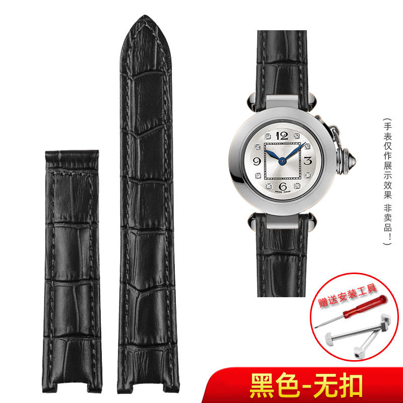2025新款代用适用真皮手表带男女适配cartier卡地亚帕莎PASHA折叠