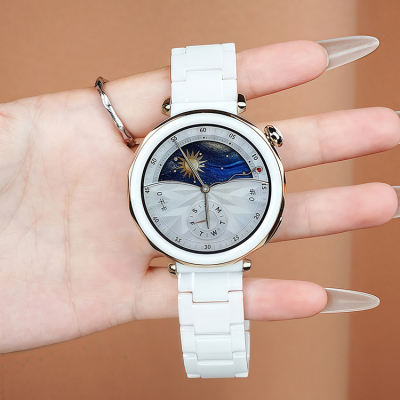 亨帝利适配华为watchgt4陶瓷手表带gt5金属41 42mm gt3pro女表链