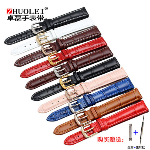鳄纹真皮牛皮表带适配小尺寸dw