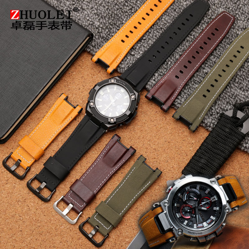 适配卡西欧G-SHOCK手表带MTG-B1000/G1000改装意大利真皮尼龙帆布