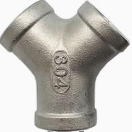 304不锈钢Y型三通内丝外丝斜45度三通人型三叉内螺纹水管4分1寸15