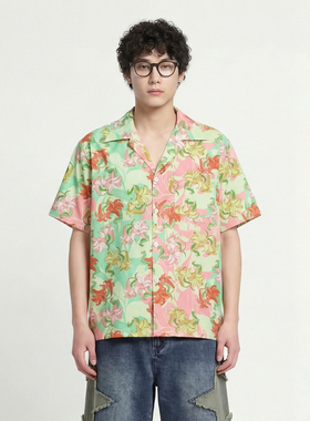 From Mars Flowers on branches casual short-sleeved shirt