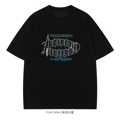 不一样的帅字母印花宽松短袖T恤