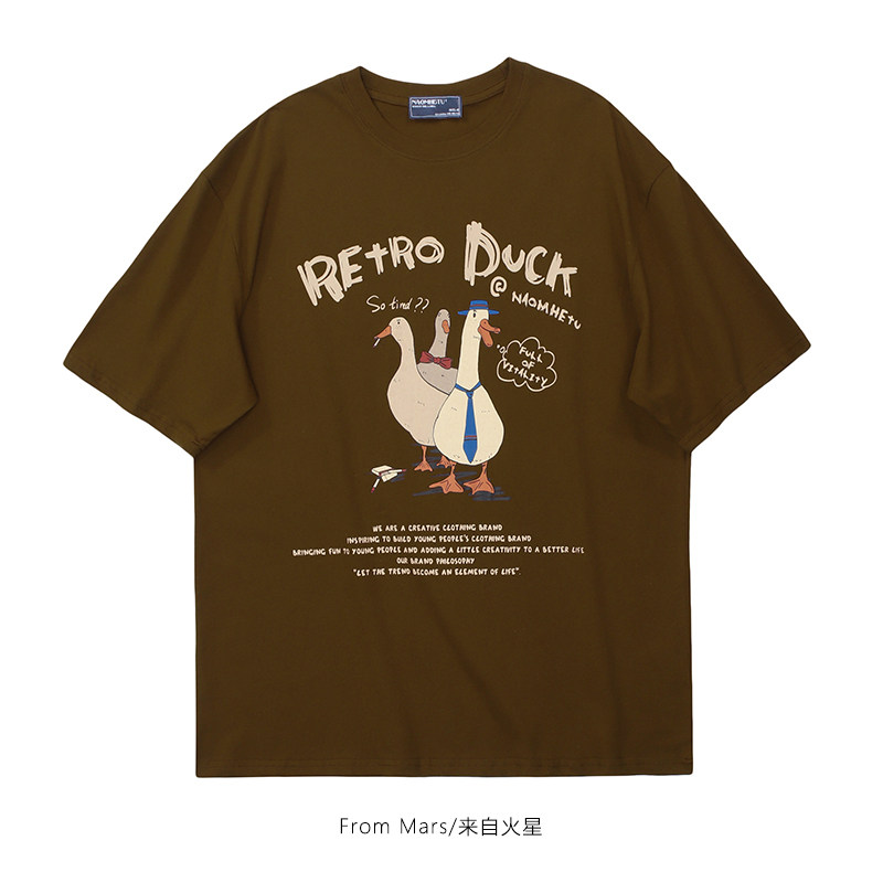 from mars 穿戴整齐鸭 日系趣味鸭子卡通美式复古潮牌百搭情侣ins