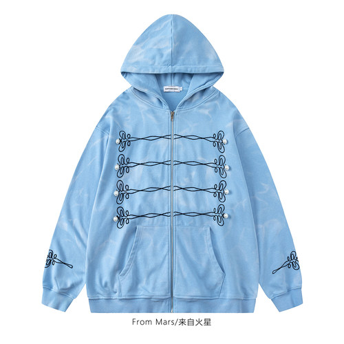 弥漫着喜庆宽松BF拉链卫衣外套