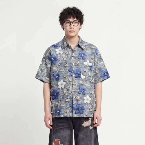 森系满印森系文艺风短袖衬衫