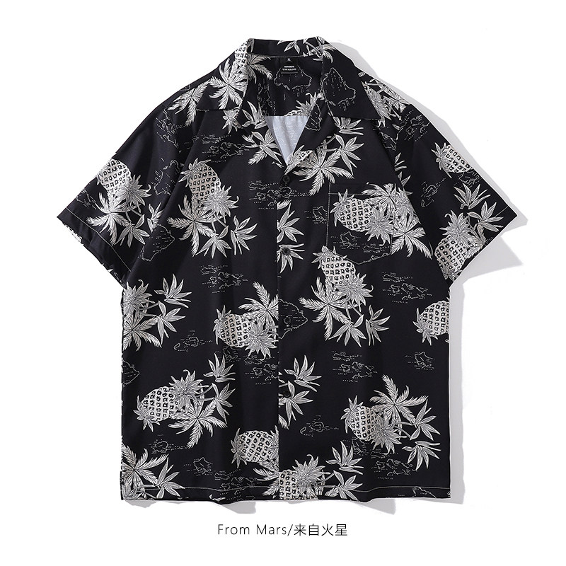 From Mars 菠萝的素描 复古艺术感小众国潮牌ins慵懒夏威夷风衬衫