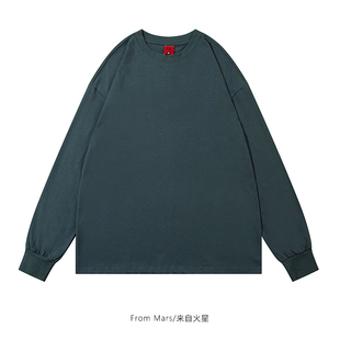 潮牌圆领纯色休闲内搭男女宽松bf百搭长袖 隐藏画面 T恤 Mars From
