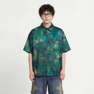 From Mars Prominent green full-printed short-sleeved shirt