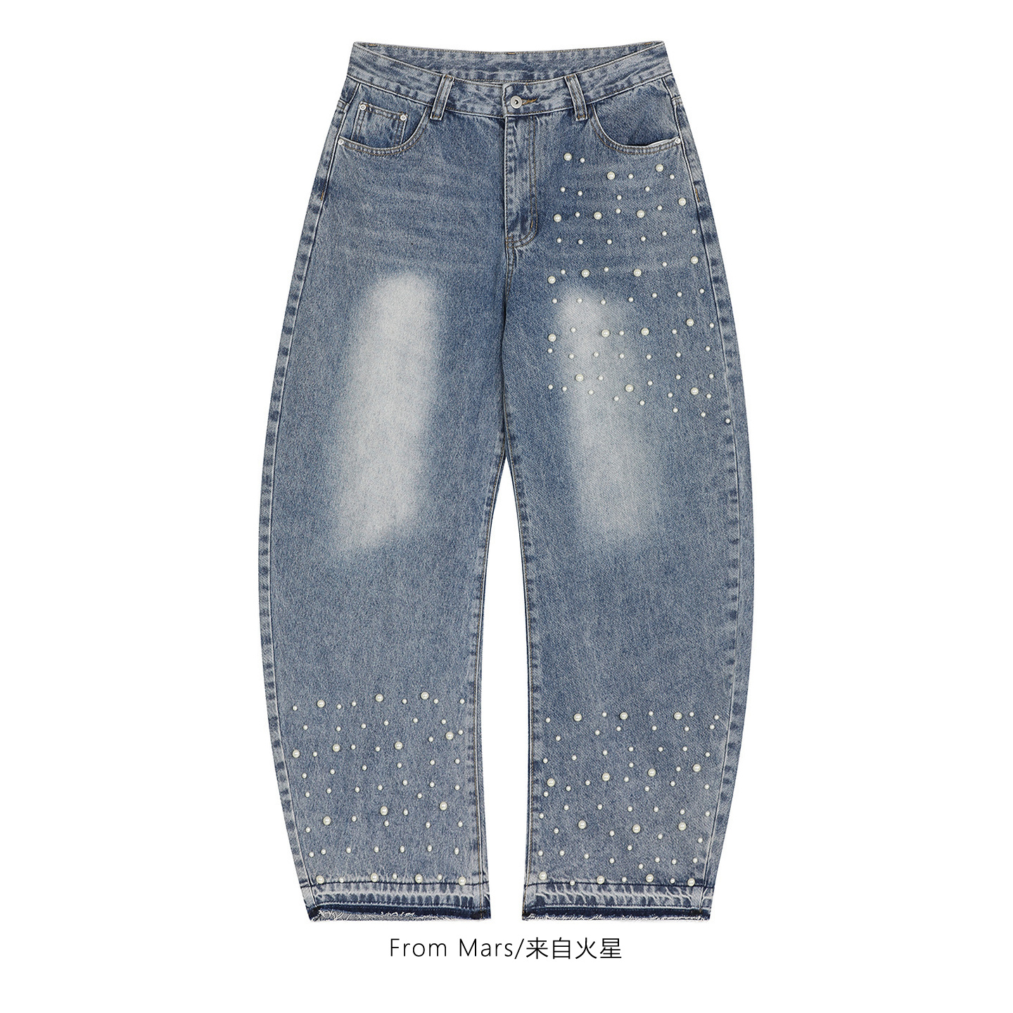 没有人听直筒休闲弯刀牛仔裤