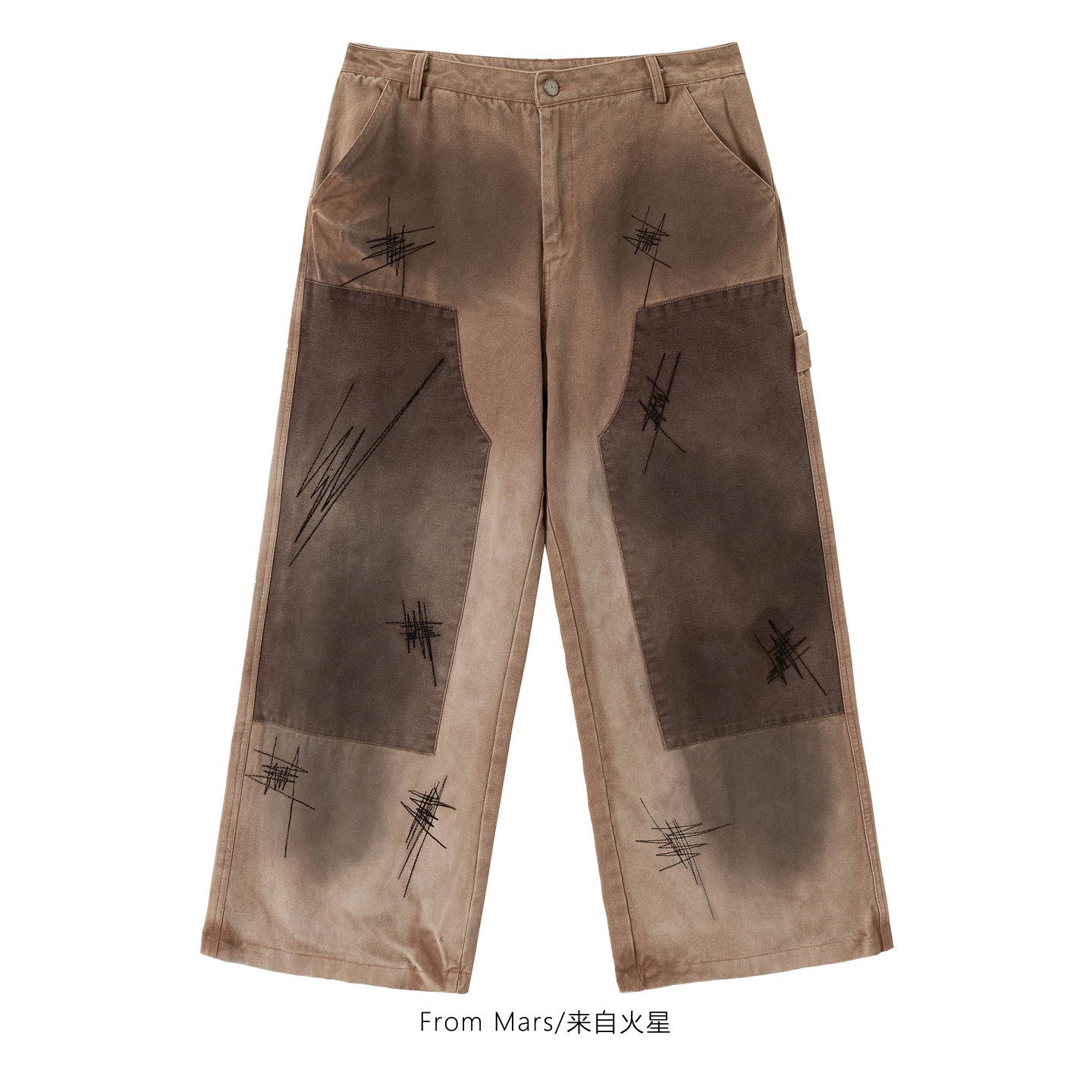 急于求成刺绣宽松休闲裤男女BF