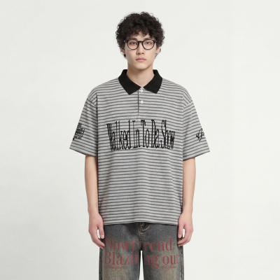 像素字母休闲短袖T恤潮POLO衫