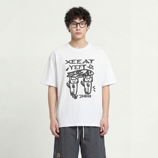 From Mars 脑袋昏昏 小众设计感复古宽松休闲卡通字母短袖T恤男女