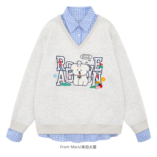 From Mars 冰岛航线 洋气设计感翻领卫衣慵懒复古百搭男女宽松ins